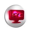 Red XYZ Coordinate system icon isolated on transparent background. XYZ axis for graph statistics display. Silver circle Royalty Free Stock Photo