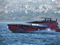 Red yacht on the Mediterranean sea Royalty Free Stock Photo