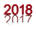 Red 2018 year number the previous year number pressing on the pa
