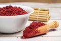 Red yeast rice powder or angkak Royalty Free Stock Photo