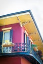 Red and yello house corner in New Orleans French Quarter Royalty Free Stock Photo