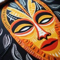 Luminous Shadows: A Vibrant Pattachitra Mask On Canvas