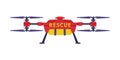 Red and Yellow Aircraft as Rescue Equipment and Emergency Vehicle for Urgent Saving of Life Vector Illustration