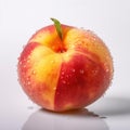 A red and yellow apple with water droplets on it. Generative AI image. Royalty Free Stock Photo