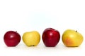 Red and yellow apples on white background