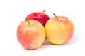 Red yellow apples on a white background