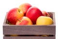 Apples in a wooden crate. Isolate on white background Royalty Free Stock Photo