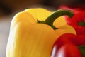 Red and yellow bell pepper top view macro background Royalty Free Stock Photo