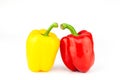 Red, yellow bell peppers isolated on white background closeup Royalty Free Stock Photo
