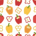Red and yellow bell peppers on white background seamless pattern Royalty Free Stock Photo