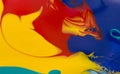 Red-yellow-blue abstract multicolor liquid background, painting, paint splash, colorful paint Royalty Free Stock Photo