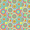 Red, yellow and blue circles seamless vector pattern. Royalty Free Stock Photo