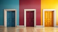 red yellow and blue color door with wall Royalty Free Stock Photo