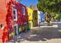 Red Yellow Blue Colorful Shopping Street Puebla Mexico