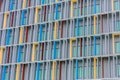 Red, yellow, and blue facade over modern design building. Royalty Free Stock Photo