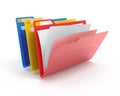 Red, yellow, blue folders.