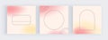 Red and yellow blur gradient social media banners with circle geometric frame