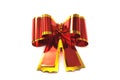 Red-yellow bow foil on a white background