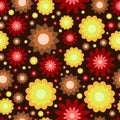 Red yellow and brown flowers pattern Royalty Free Stock Photo