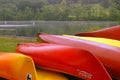 Red and yellow canoes