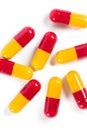 Red and yellow capsule medicine Royalty Free Stock Photo