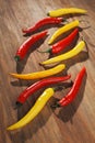 Red and yellow chili peppers Royalty Free Stock Photo