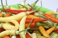 Red yellow chilli peppers isolated Royalty Free Stock Photo