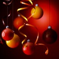 Red and yellow christmas balls Royalty Free Stock Photo