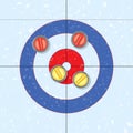 Red and yellow curling stones, vector