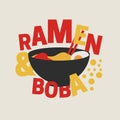 Red and Yellow Cute Ramen and Boba Sticker