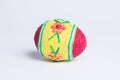 Red-Yellow Easter egg on the white background Royalty Free Stock Photo