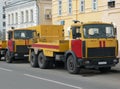 Red-yellow emergency truck