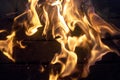 red yellow fire in the fireplace close-up. flames. Fire background Royalty Free Stock Photo