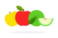 Red, yellow and green apple with a slice Royalty Free Stock Photo