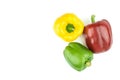 Red yellow green bell peppers vegetable isolated on a w Royalty Free Stock Photo