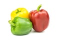 Red yellow green bell peppers vegetable isolated on a white. Royalty Free Stock Photo