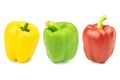 Red yellow green bell peppers vegetable isolated on a white. Royalty Free Stock Photo