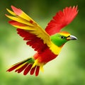 A red yellow and green bird with the word on the wing images Royalty Free Stock Photo