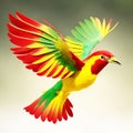 A red yellow and green bird with the word on the wing images Royalty Free Stock Photo