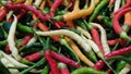 Red yellow green chili peppers hot spicy food Royalty Free Stock Photo