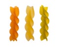 Red Yellow and green Fusilli pasta Royalty Free Stock Photo