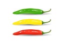 Red, yellow, green hot chili peppers. Royalty Free Stock Photo