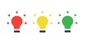 Red yellow green LED, traffic lights, light bulb flat icon, Vector illustration isolated on white background Royalty Free Stock Photo