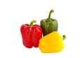 Red, yellow and green peppers