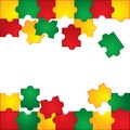 Red yellow and green puzzle border frame design background Royalty Free Stock Photo