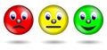 Red yellow green smiley isolated Royalty Free Stock Photo