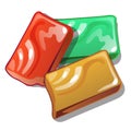 Red, yellow and green soap in cartoon style Royalty Free Stock Photo