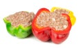 Red yellow and green stuffed paprika Royalty Free Stock Photo