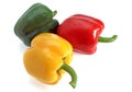 Red Yellow and Green Sweet Pepper, capsicum annuum, Against White Background Royalty Free Stock Photo