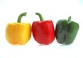 Red Yellow and Green Sweet Pepper, capsicum annuum, Against White Background Royalty Free Stock Photo